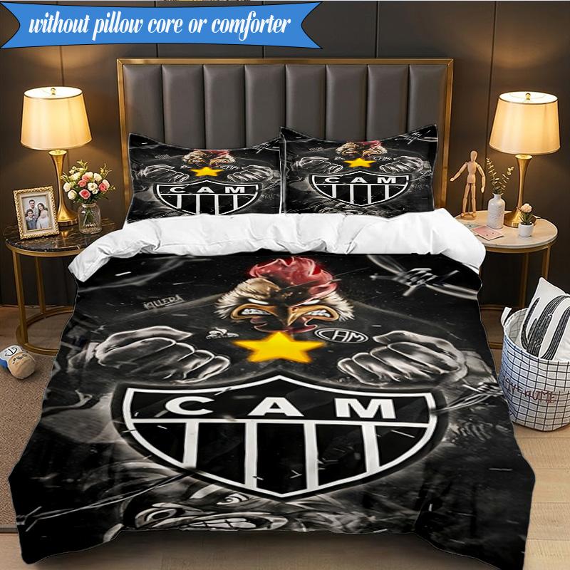 3PCS Clube Atlético Mineiro With Shield Soft Bedding Set,Including 1pc Duvet Cover And 2pcs Pillowcases Perfect for Bedroom, Dormitory, Fan gift