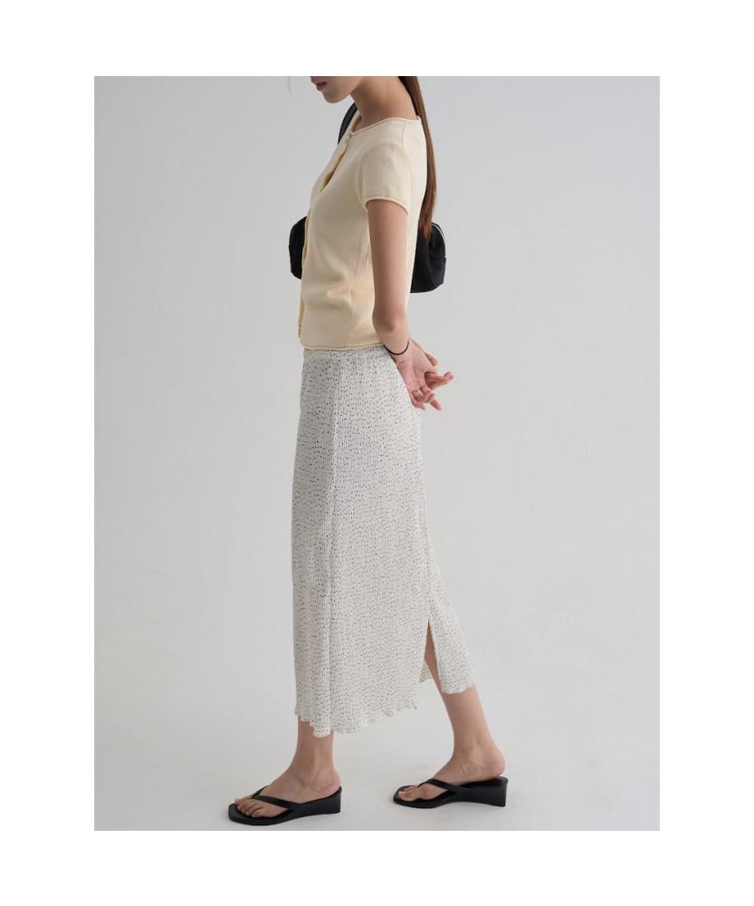 8SECONDS Pleated Dot Long Skirt White