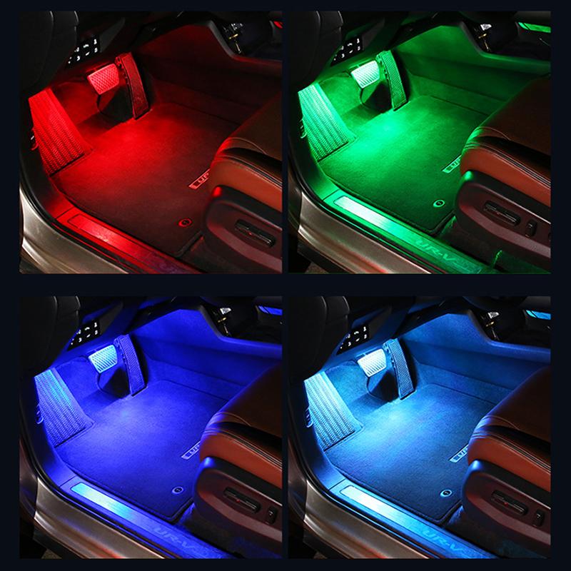 1 a 2/4 Luz de Neón para Coche Luz de Pie LED Retroiluminación Interior Encendedor de Cigarrillos Lámpara de Atmósfera USB Lámpara Decorativa para Coche