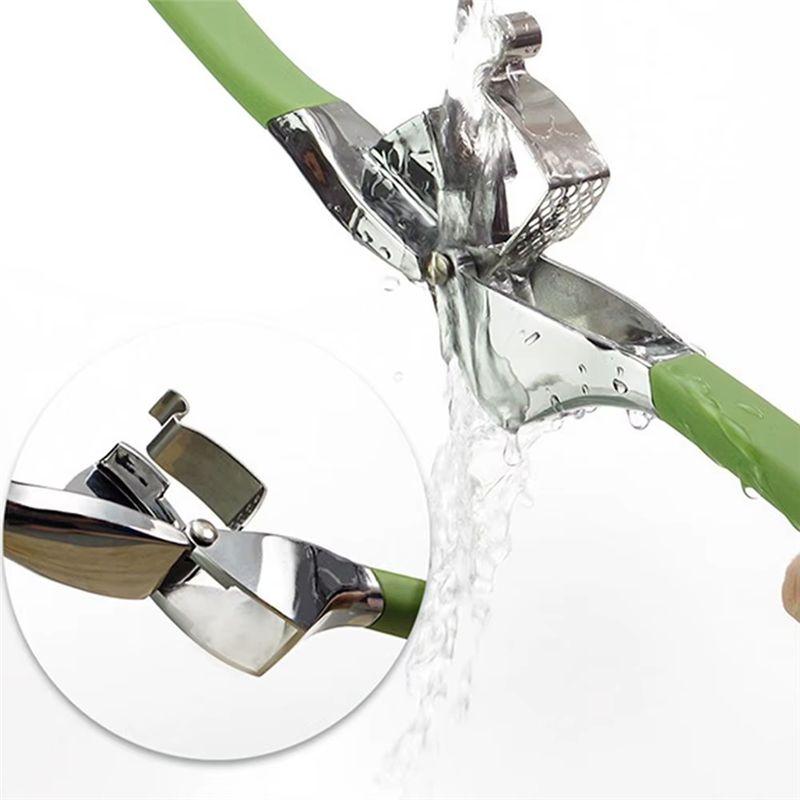 AEE4-Stainless Steel Garlic Press Handheld Garlic Smasher Squeezer Crusher Mincer Manual Press Grinding Tool For Kitchen
