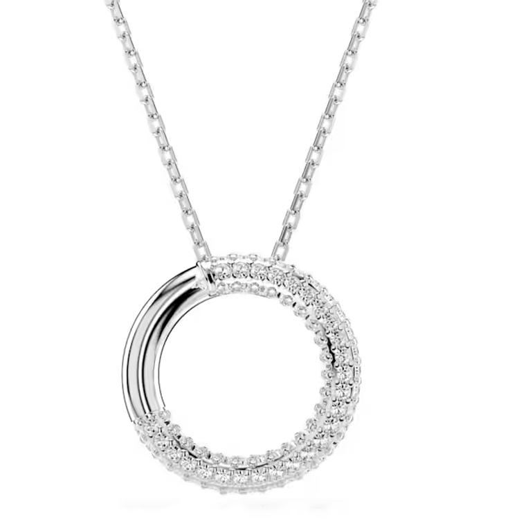 Swarovski Dextera Paved Design Imitation Crystal Rhodium Plated Necklace Women necklace Silver 5692737 Box (Random Color)