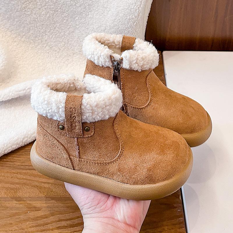 2025 Winter Velvet-Lined Cotton Snow Boots for Girls - Warm, Non-Slip, Soft Sole, Short Boots for Little to Big Girls