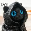 Fantasy Creature Figurine Mysterious Hooded Black Cat Resin Figurine, Gothic Wizard Statue with Big Eyes, Witch Themed Decoration Mini Desktop