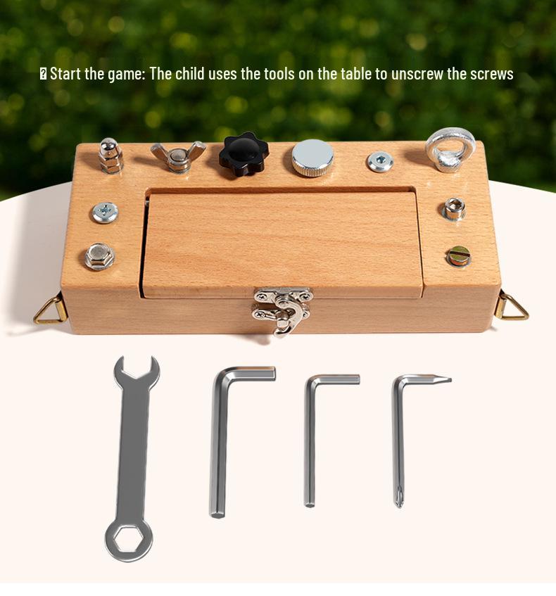 Children's Wooden Montessori Screw & Nut Toolbox Educational Toy