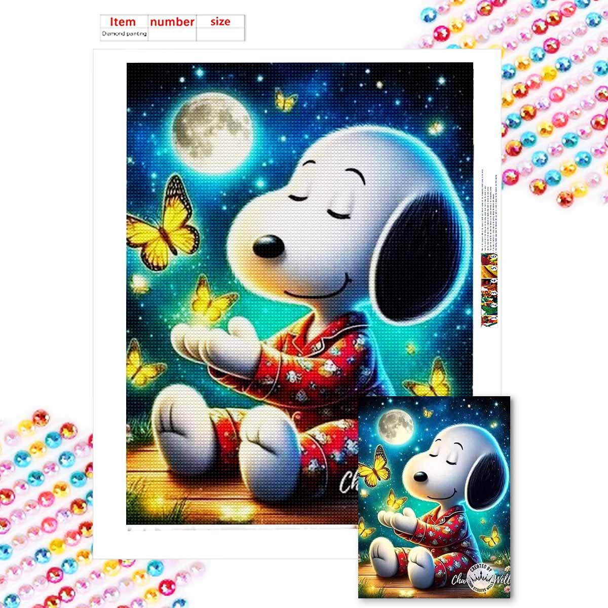 

5D DIY Diamond Art Painting Kits for Adults, Dreaming Puppy Full Round Crystal Diamond Kits for Beginner for Home Wall Decorate Round 20x30cm