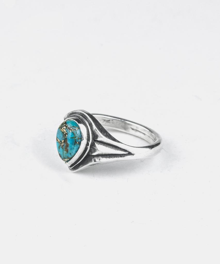 Sheen666 Single Teardrop Turquoise Silver Ring (Type B)