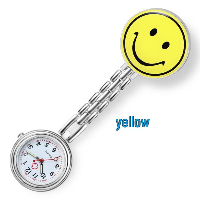 

Smiley Face Nurse Clip & Pocket Watch - Yellow & Cute Wall Clock for Students