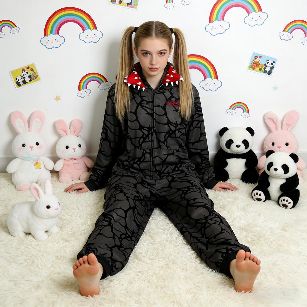 Dorosły Unisex Piżama Stranger Demogorgon Kobiety Mężczyźni Polarowy Kombinezon Halloween Boże Narodzenie Karnawałowa Impreza Kostium Cosplay