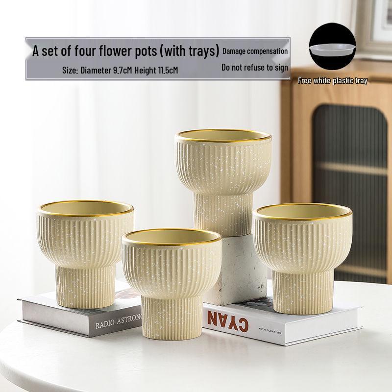 Nordic High-Leg Ceramic Orchid Pot: Durable, Artistic for Home or Balcony Use