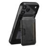SUTENI M3 For iPhone 17 Pro Max Magnetic Case Cowhide Texture Leather Back Cover with Card Bag Kickstand