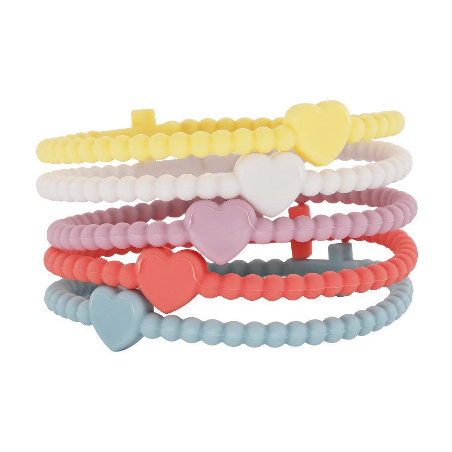 New Colorful Beaded Cross Silicone Bracelet for Kids - Simple European and American Design.