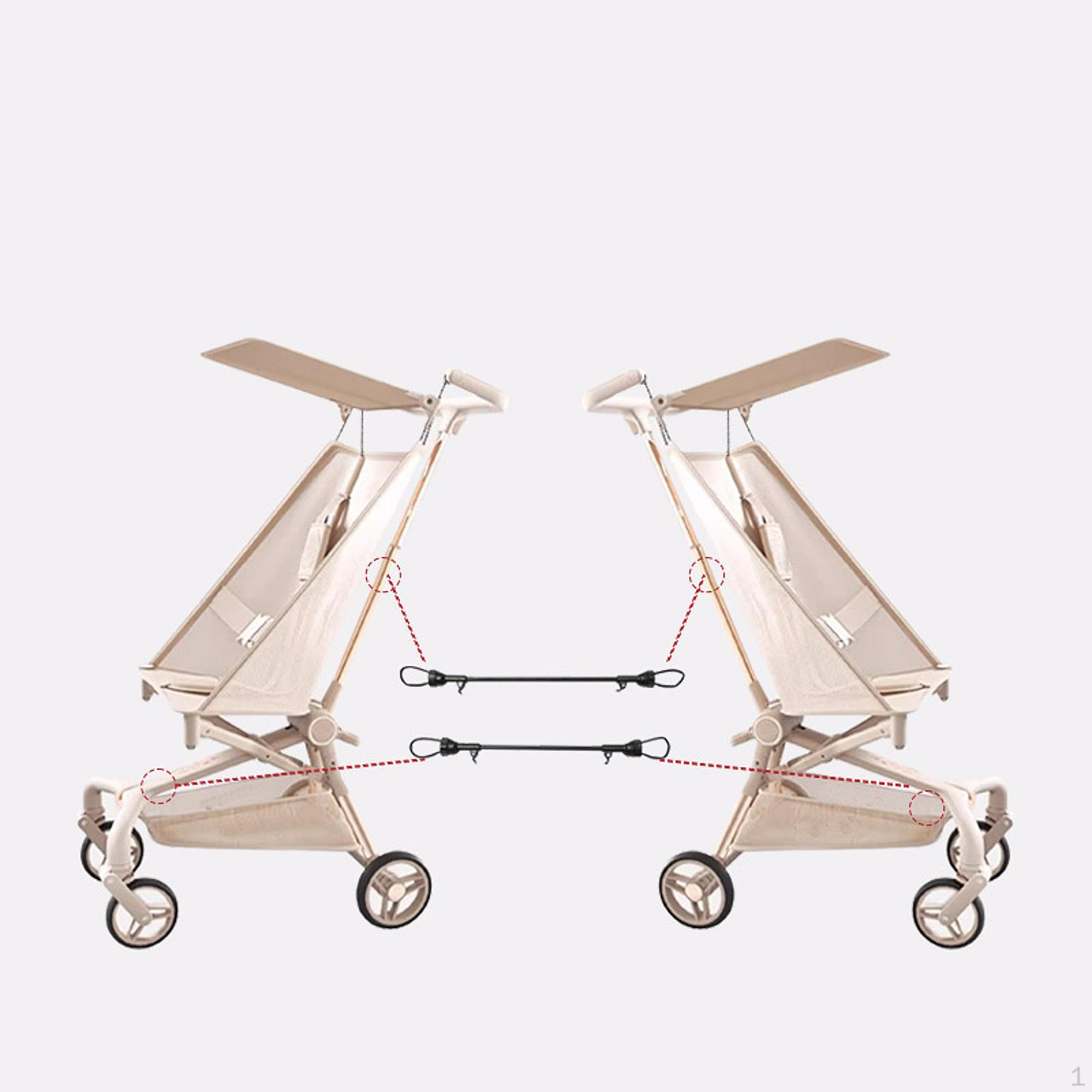 

2 шт. Соединительный элемент для коляски для близнецов, быстросъемный, черный, портативный, регулируемая длина 1 Long 1 Short