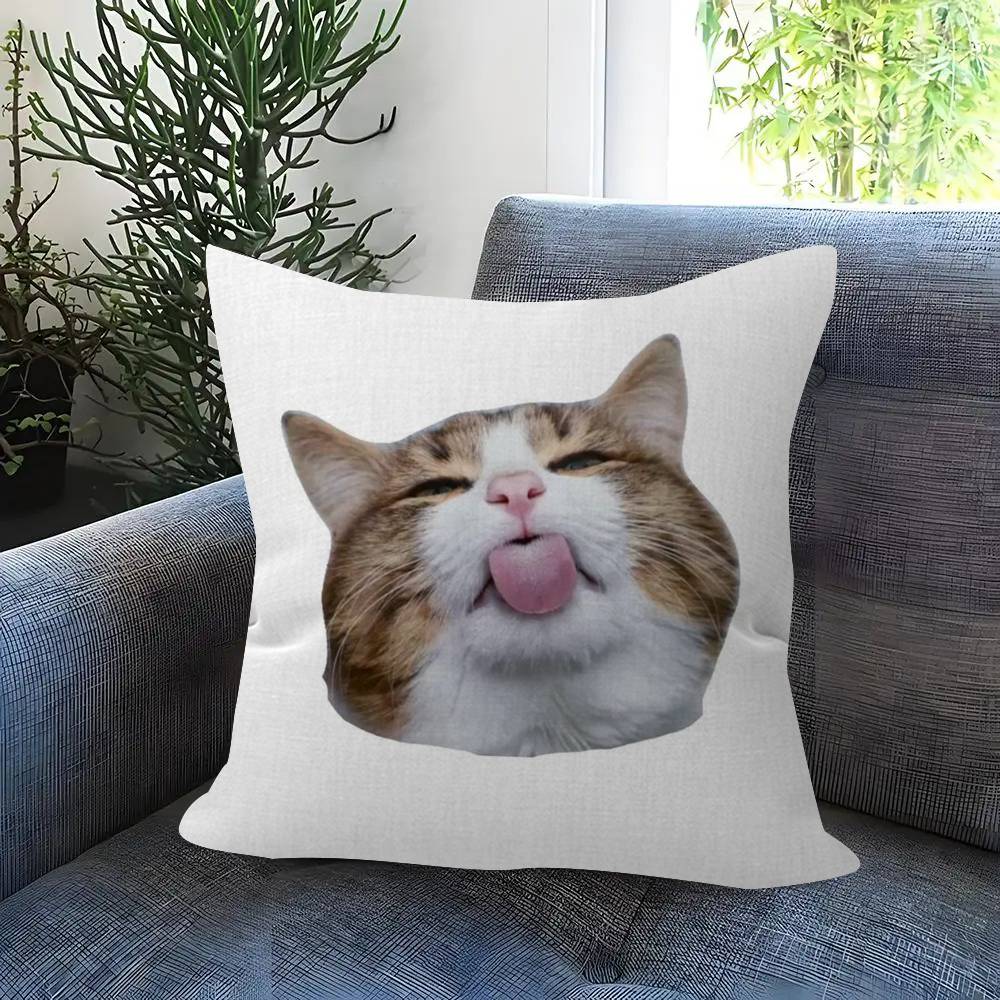 Cat Emoji Fun Art Pillow Covers Cartoon Sofa Decorative Home Doublesided Printing Short Plush Cute Cushion Cover