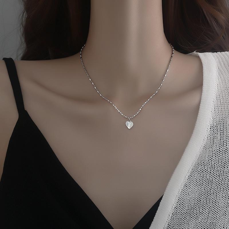 925 Sterling Silver Heart Pendants 45CM Length Chain Necklaces For Women Vintage Jewelry Charms Accessories Jewellery