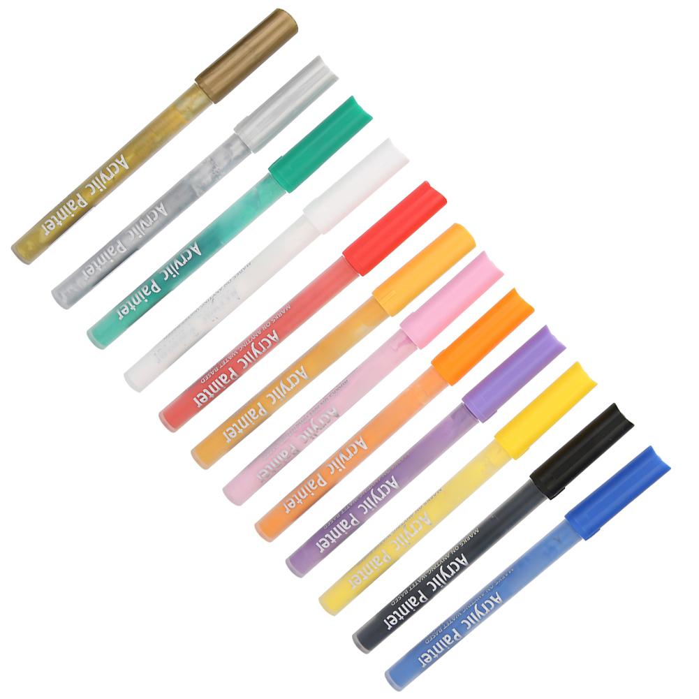 Coloured Acrylic Marker Pen Kit Non Toxic Water Based Painting Drawing Tool(12 Colors )