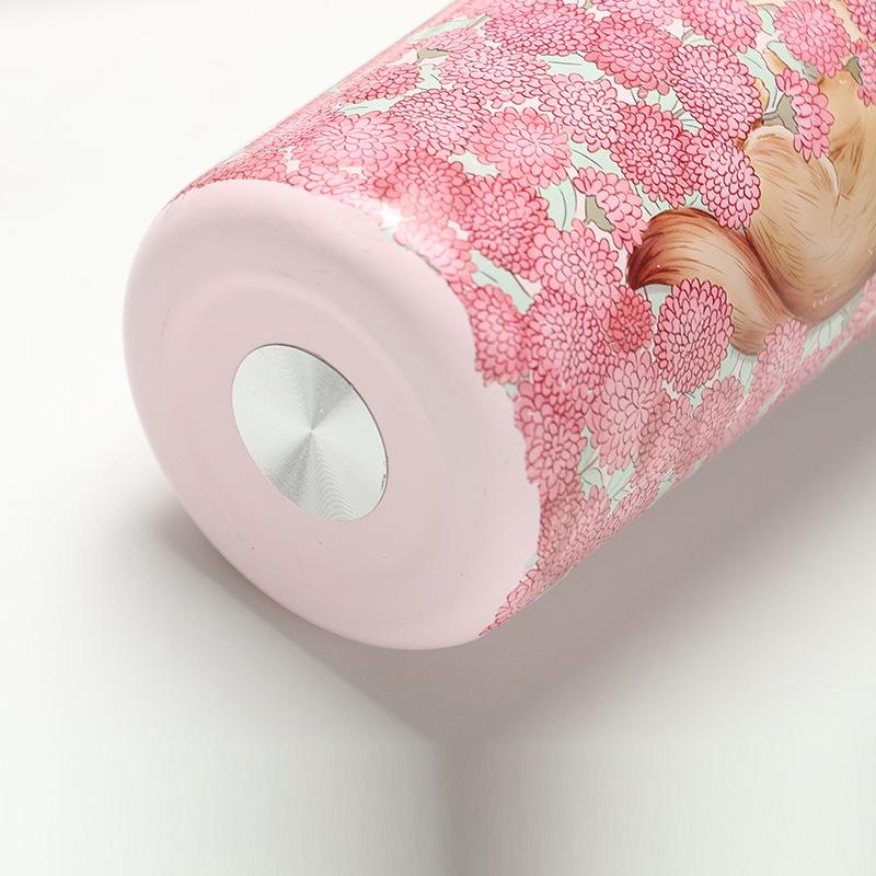 380/450ML Double Wall Sport Tea Coffee Thermos Hot water bottle 304 Stainless Steel Vacuum Flask mug with straw insulated cup