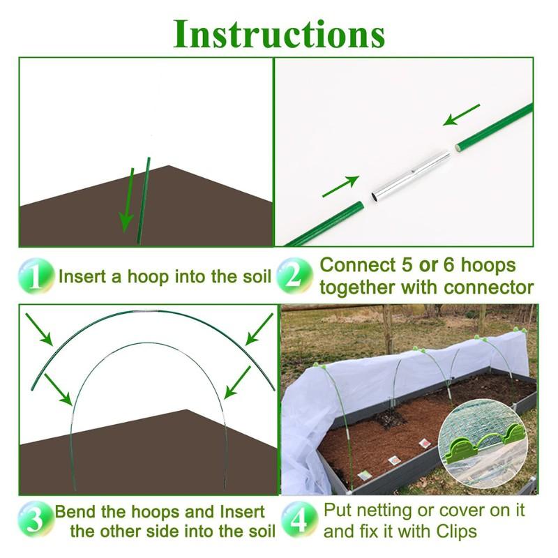 Garden Bed Support Hoops For Raised Beds Row Cover, Greenhouse Grow Tunnel Netting Hoops Garden Hoops