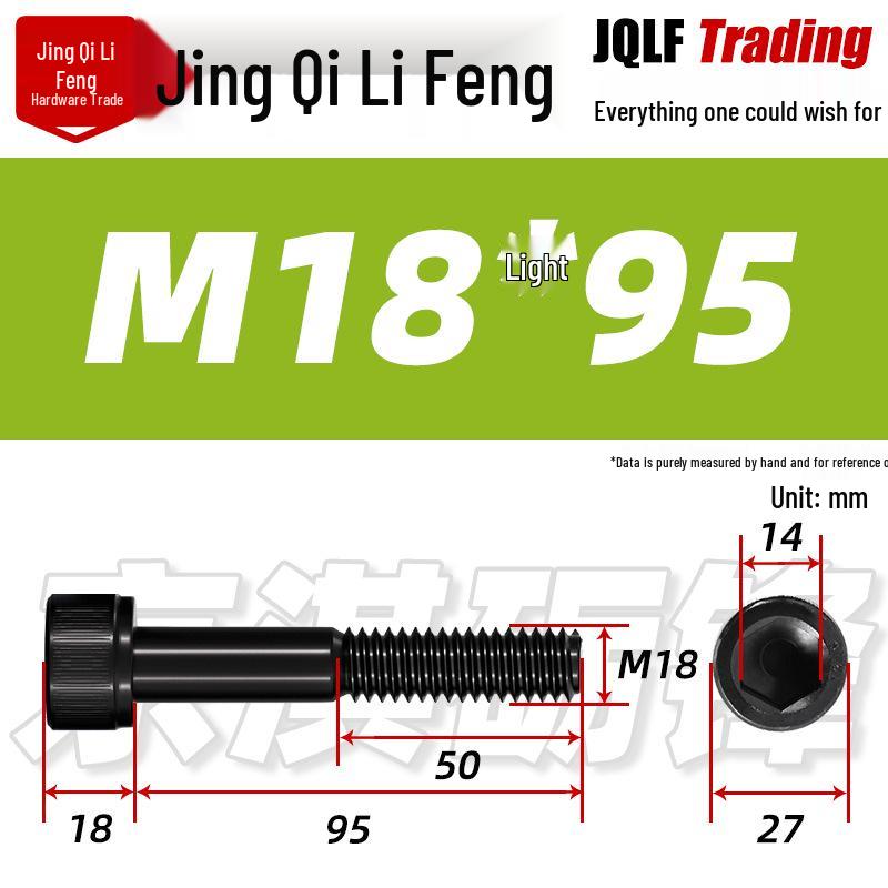 M18-20 High-Strength Black Hex Socket Head Cap Screws with Knurled Cylindrical Bolts