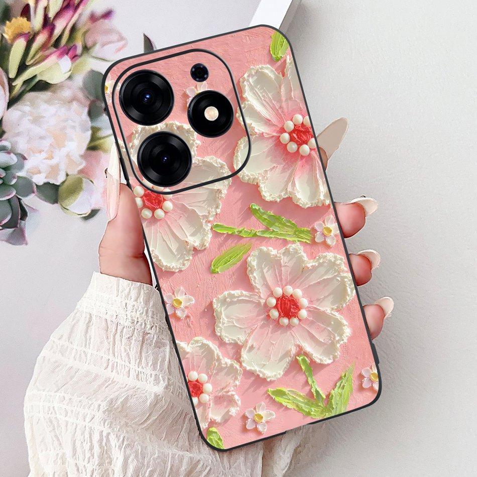 For Tecno Spark 10 Pro Phone Case Spark 10Pro 4G KI7 Elegant Floral Cat Printing Soft Silicone TPU Cases