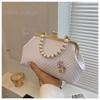 Luxury Designer Women White Shoulder Bags Gold Silver Crossbody Bags Pearl Evening Clutch Chain Shell Clip Party Handbags