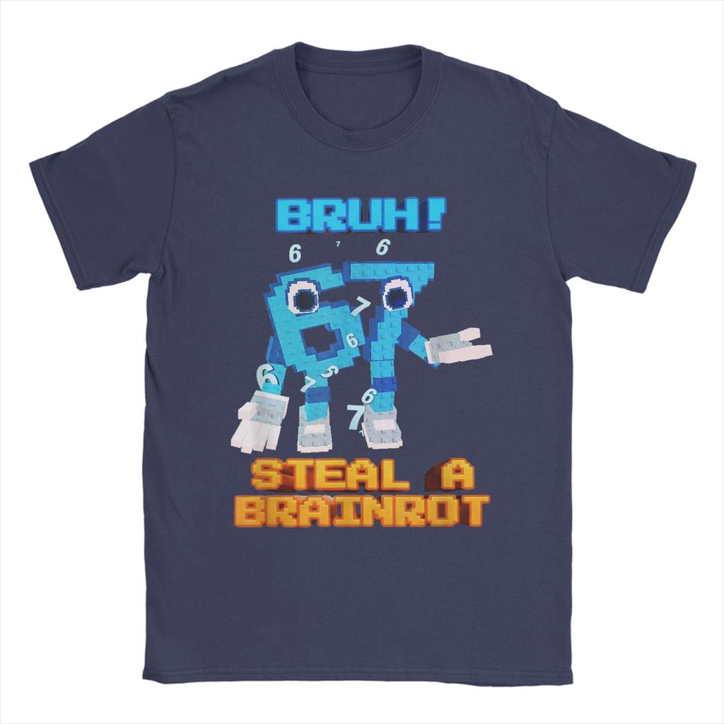 Vintage 67 Six Seven 67 Funny Steal Brainrot Meme TShirt for Men Round Neck Cotton T Shirt Short Sleeve Tees Gift Clothing