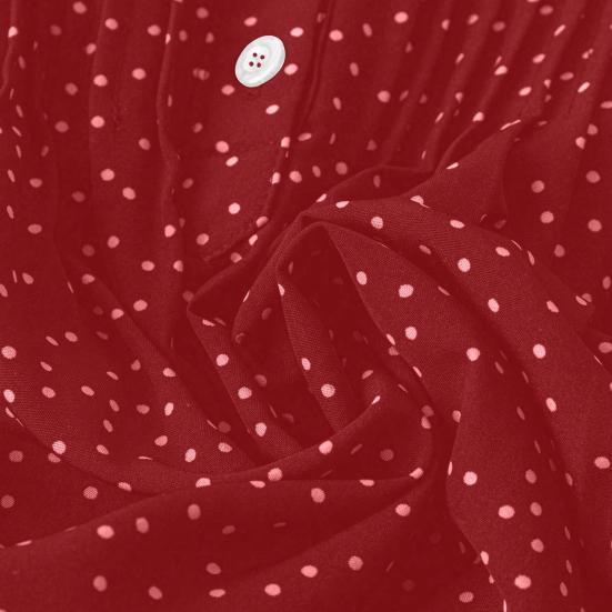 Damen Shirt V-Ausschnitt Rüschen Kurzarm Pullover Tops Lockere Passform Punkt