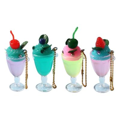 Fruit Juice Drink Cup Pendant Keyring Bead Chain Keyholder Beverage Cup Pendant
