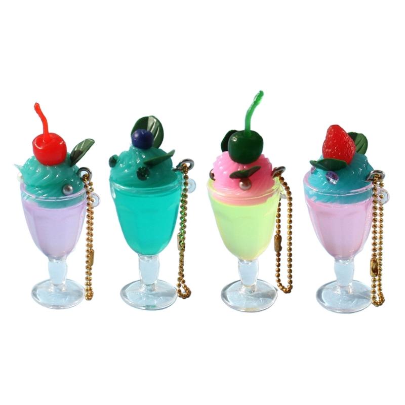 Fruit Juice Drink Cup Pendant Keyring Bead Chain Keyholder Beverage Cup Pendant