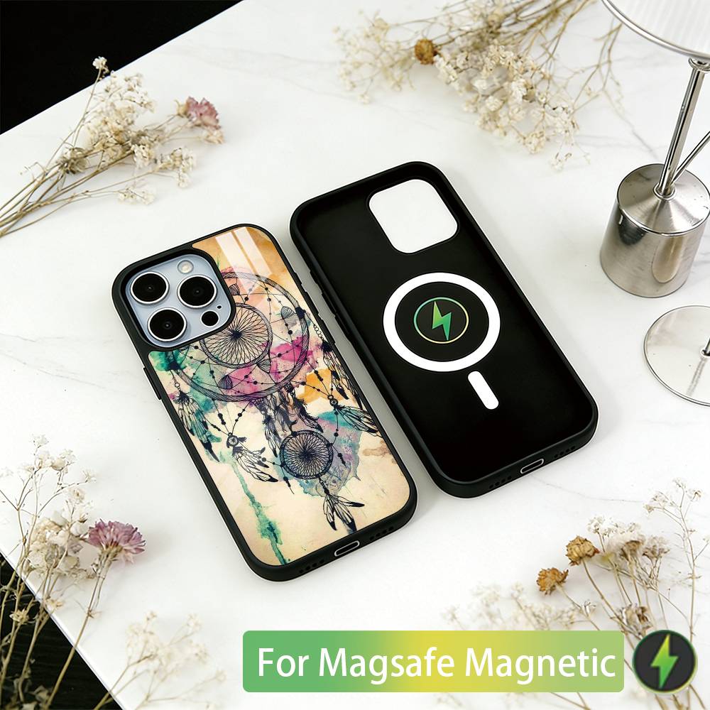 

Dreamcatcher Feather Phone Case For iPhone17,16,15,14,13,12,11 Plus,Pro Magnetic For Magsafe Wireless Charging iPhone16