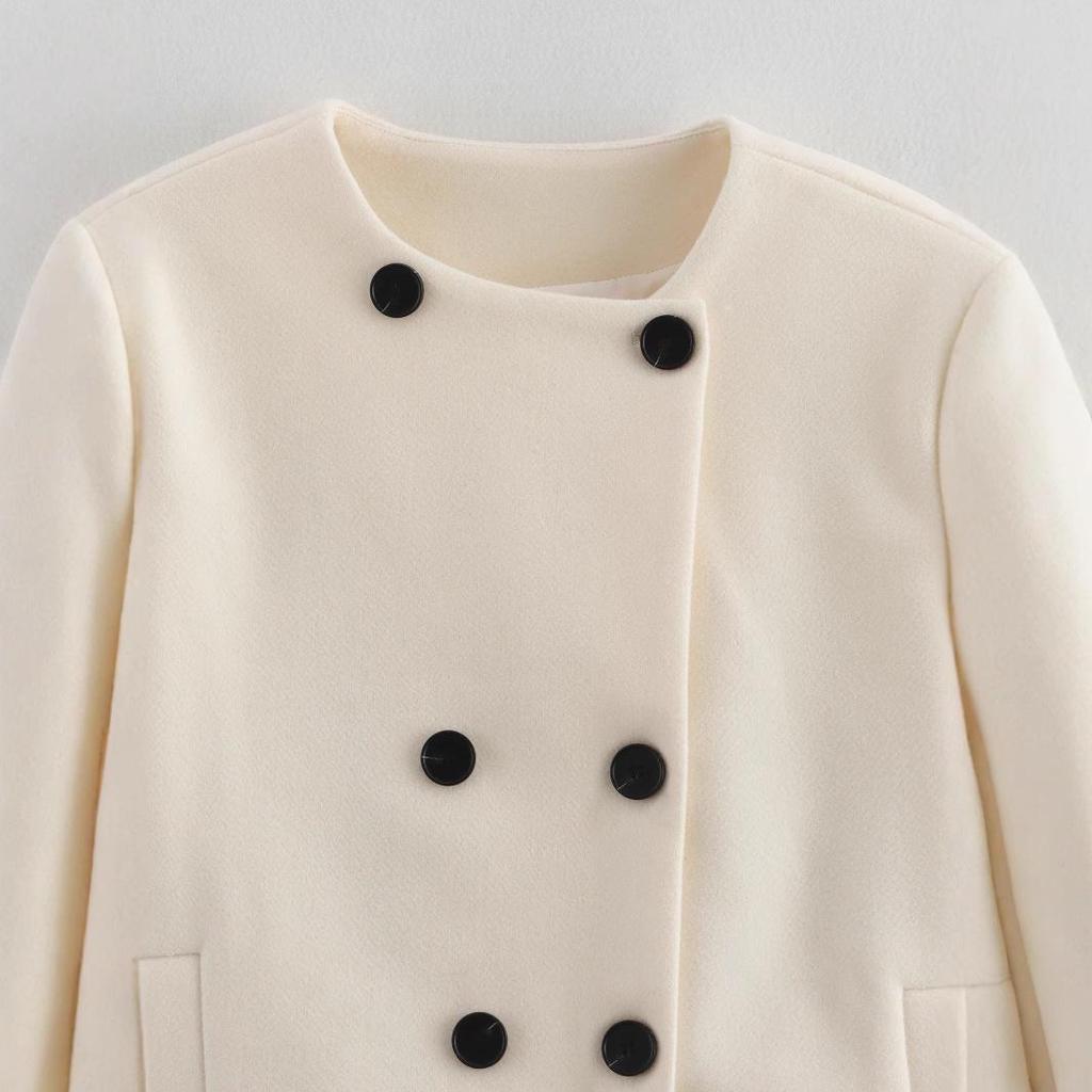 2024 Winter Women's European & American Style Wool Blend Coat with Plus Thick Irregular Hem