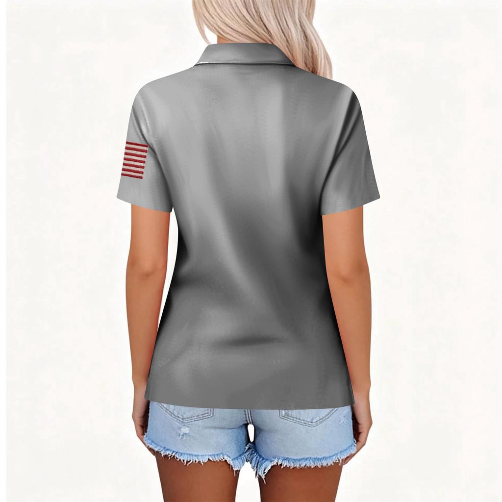 Women's Fashion Casual Lapel Short Sleeve Printed Shirt Women's Button Up Tops