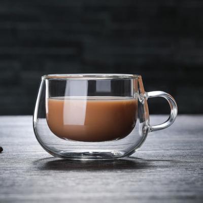 Double-Layer Heat-Resistant Glass Coffee Cup With Handle Company Household Transparent Small Handle Glass Coffee Cup Double-Layer Cup