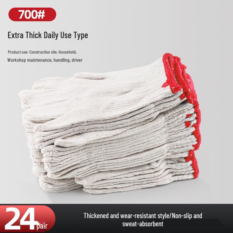 Pracovní bavlněné bezpečnostní rukavice odolné proti opotřebení pro stavební dělníky