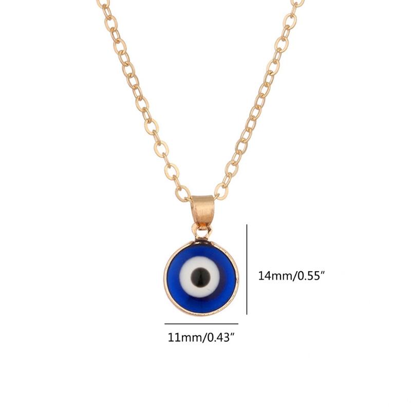 Trendy Demon Eye Necklace European and American Golden Chain Turkey Blue Eye Round Drop Shape Necklace for Women