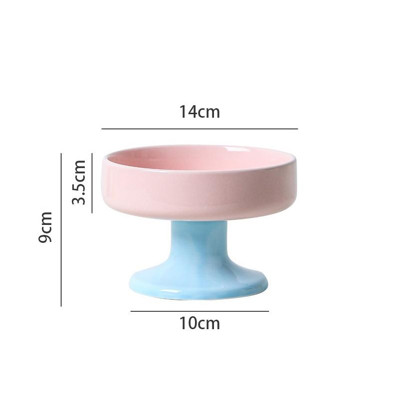Ceramic Color-Blocked Pet Bowl Elevated Cat Bowl Protects Cervical Vertebrae Pet Supplies