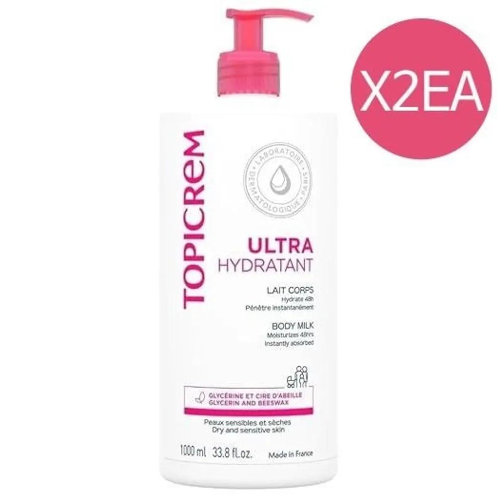 Topicrem Ultra Moisturizing Body Lotion Milk 1L x 2