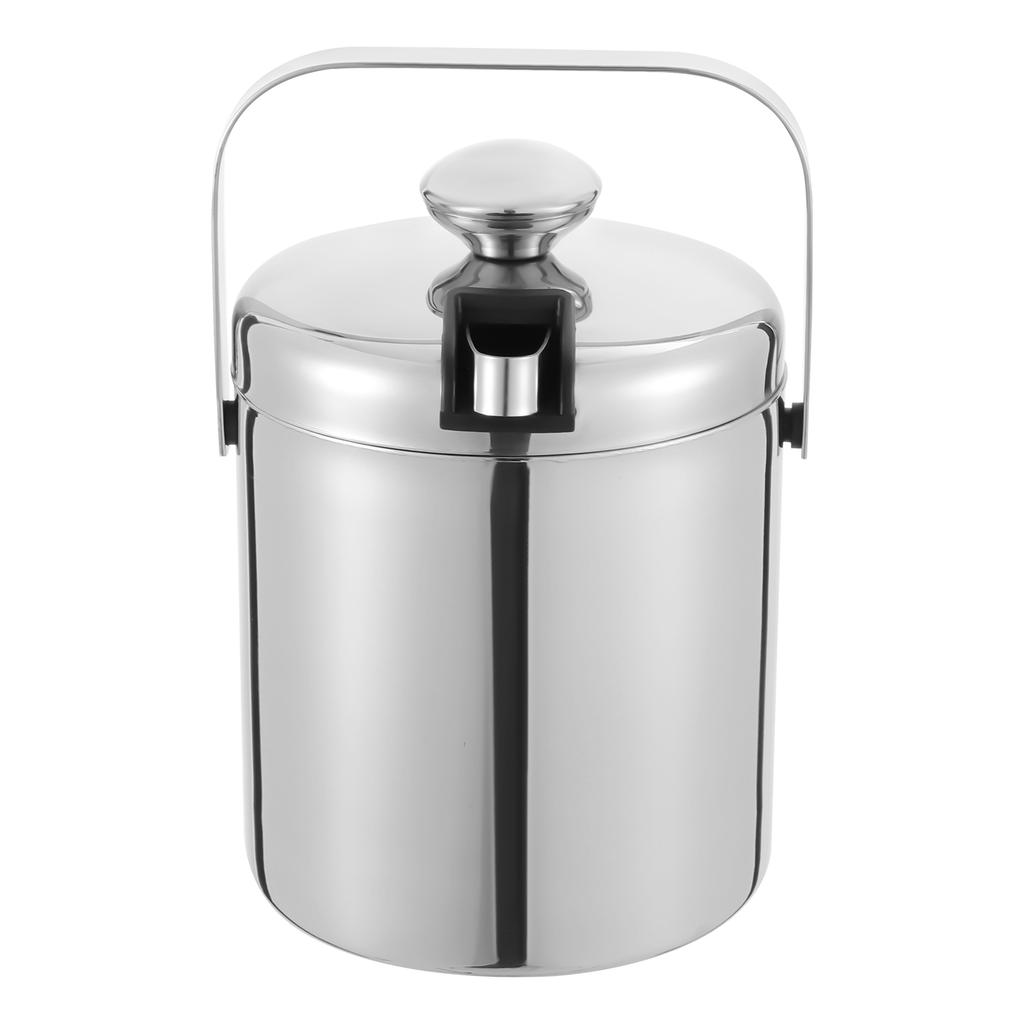 Outdoor Insulated Ice Bucket Stainless Double-Wall With Lid and Ice Tong 1300ML