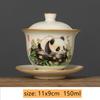 Chines Hand-painted Panda Ceramic Gaiwan Ru Kiln Teacup Handmade Beauty Tea Infuser Household Travel Tea Bowl Portable Teaware