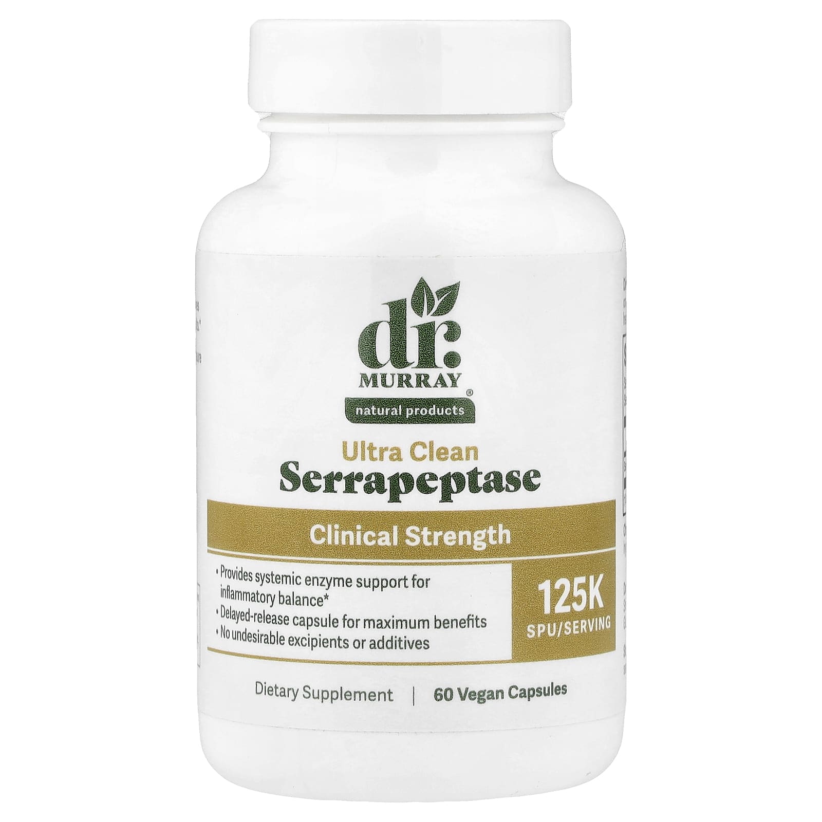 Dr. Murray's Serrapeptase, 125.000 SPU, Vegan Capsules 60 Tabletten