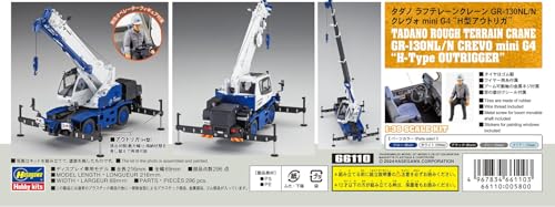Hasegawa 1/35 Scale Tadano Rough Terrain Crane GR-130NL/N Crevo Mini G4 H-type Outrigger Plastic Model Kit 66110 (Car)
