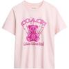 SS25 Solid Color Round Neck Bear Pattern Short Sleeve T-Shirt Women Tops Pink CY418-LPK