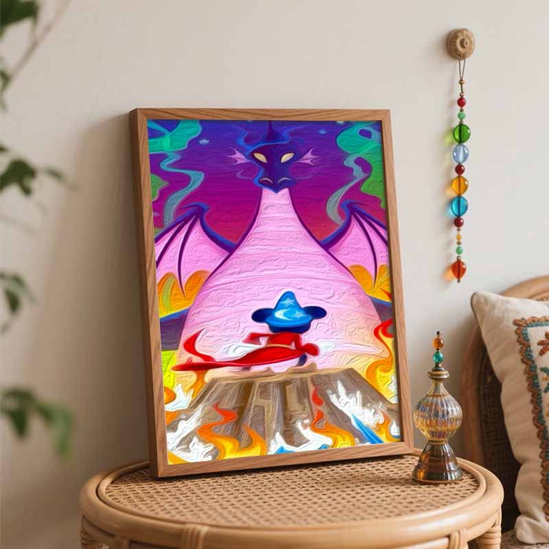 Disney Sorcerer Mickey Oil Painting Kit Canvas DIY Home Decor Gift for Fans (128 Characters)