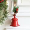Christmas Bells Decors with Hanging Rope Pine Cone Bowknot Vintage Metal Bells for Tree Wreath Door Wall Decorations