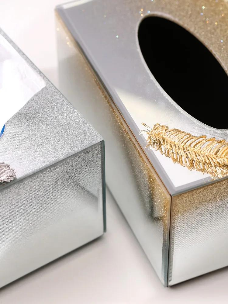 Luxury Glass Tissue Box Paper Holder Napkin Storage Living Room Desktop Household Home Decoration