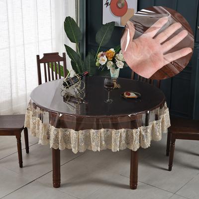 Widen Edge Style PVC Tablecloth New Waterproof and Oil Resistant Dining Table Cloth F Dustproof Transparent Round Tablecloth