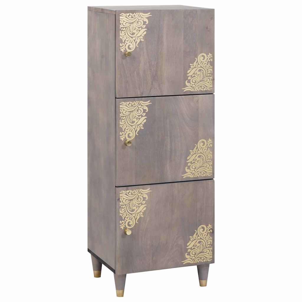 Highboard Gray and Gold 40 x 33 x 110 cm Solid Mango Wood