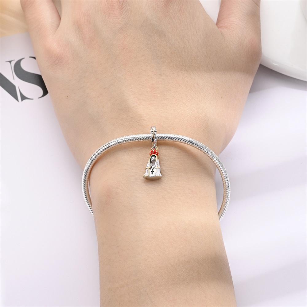 Classic Copper White Brazilian Virgin Cross Charm Fit Dly Bracelet Necklace Women'S Daily Lucky Jewelry Accessories
