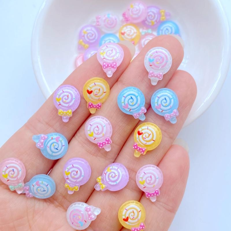 50Pcs New Cute Mini 9*12mm Lollipop Flat Back Resin Scrapbooking DIY Jewelry Craft Decoration Accessories