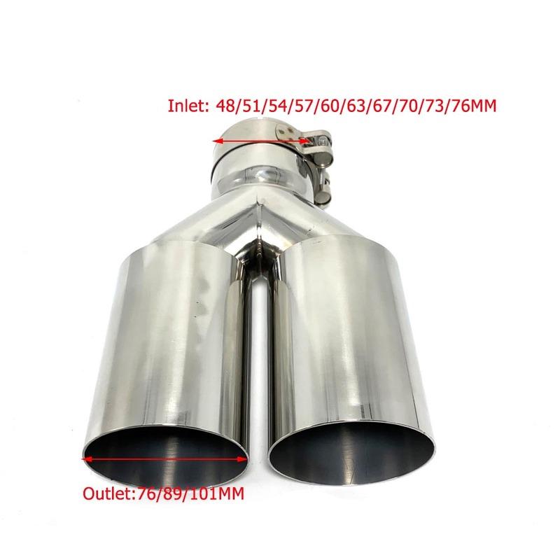 1 Piece Stainless Steel Single Layer Exhaust Tip 63mm Inlet Straight Cut 89mm Outlet Muffler Tail Pipe End Tip