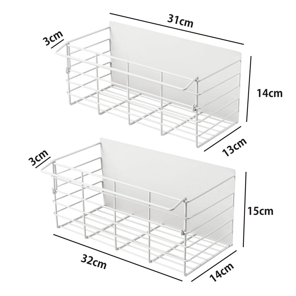 Bathroom Rack Magnetic Bath Rack Set of 2 Bathroom Washroom Kitchen Storage Shelf 31cm (White, & 32cm)